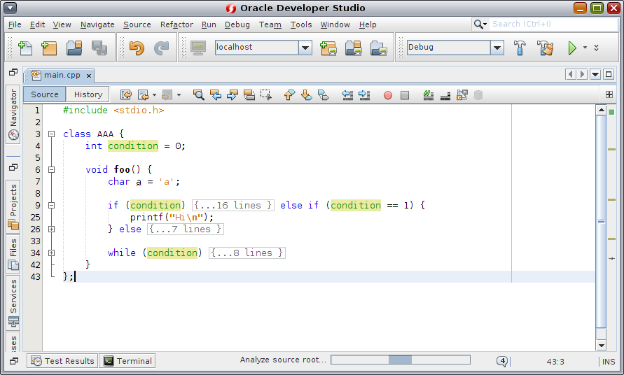 image:Block of compound statement folded in IDE